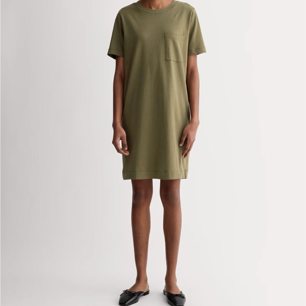 Everlane Olive Green Shirt Dress size L - Picture 4 of 7